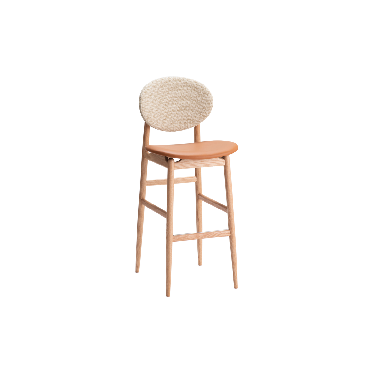 Outline Bar Stool | Leather Seat & Fabric Back